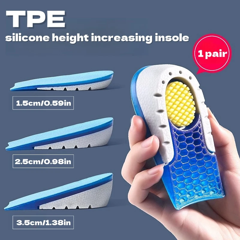 1 paar Gel Schuhe Einlegesohle für Füße Silikon Unsichtbare Höhe Zunehmende Einlegesohlen Nicht Slip Schuh Pads Männer Stoßdämpfung Schuh sohle