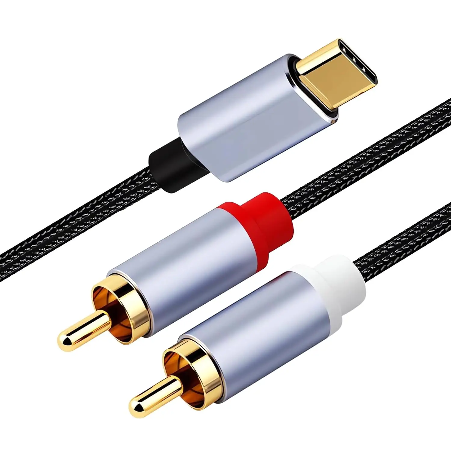 USB-C-auf-Dual-RCA-Audiokabel, kompatibel mit Smartphones, Tablets, Heimkinoern, DVD-Playern und Lautsprechern