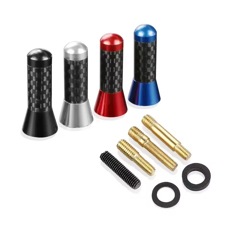 3,5 cm Carbon Faser Auto Dach Antenne Auto Radio Antenne Antenne Zubehör Styling Verbesserte Signal Schraube Metall Auto Zubehör Image