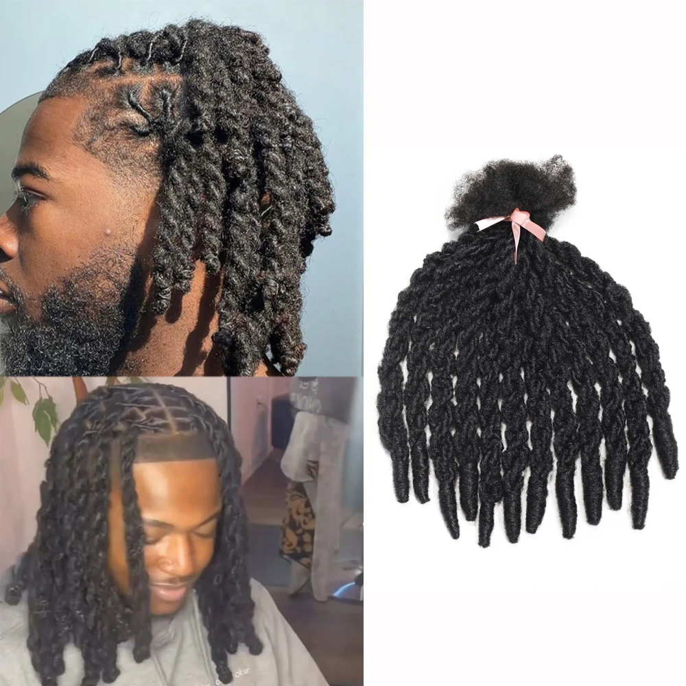 12 Stränge, doppelt verdrehtes synthetisches Häkelhaar, 35,6 cm, schwarz, knotenlos, gedreht, weiche Faux-Locs-Haarverlängerungen für Männer Image