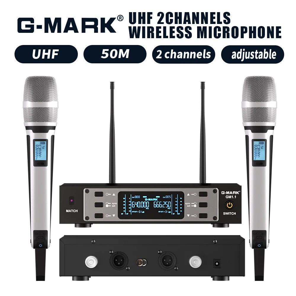 Karaoke-Mikrofon G-MARK gm 1,1 vielseitige drahtlose Mikrophon UHF Frequenz stabile Audio-Übertragung für Party-Show Unterricht Hochzeit Image