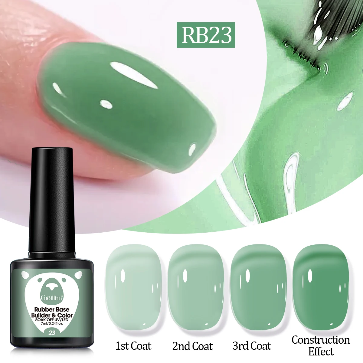 Groillim Einfarbiger, halbpermanenter, farbiger Gel-Nagellack von 0,24 Unzen – LED/Dip-Nagellack, geeignet für den Salon- und Heimwerkergebrauch, Alkohol Image