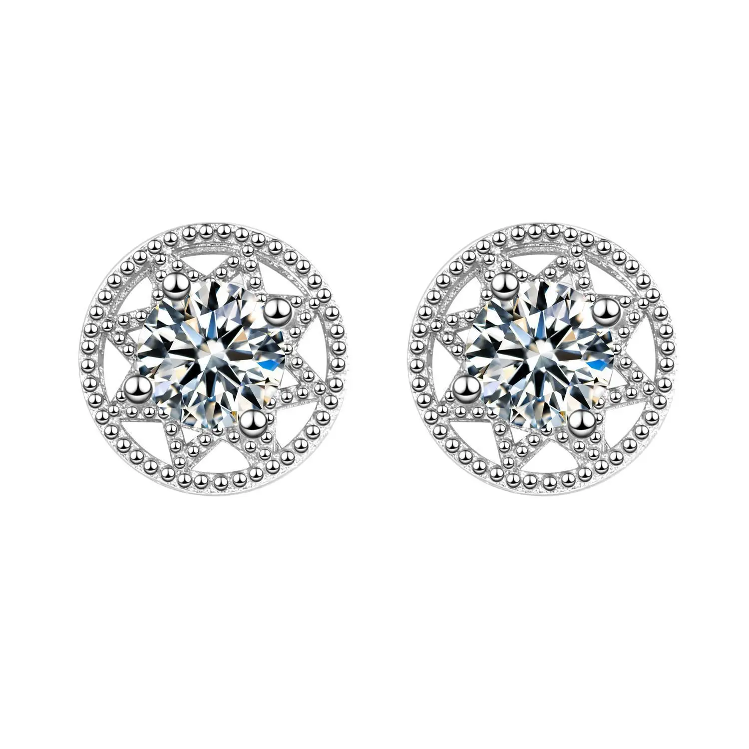 Ohrringe aus 925er-Sterlingsilber für Damen, runde Zirkon-Ohrringe, funkelnde Party, Hochzeit, Schmuck, Geschenkzubehör Image