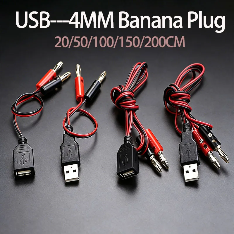 DIY-Testkabel, USB-Stecker/Buchse auf 4 mm Bananenstecker, ein Buchse, Ladekabel, USB-Buchse auf Bananenstecker, Verbindungskabel Image