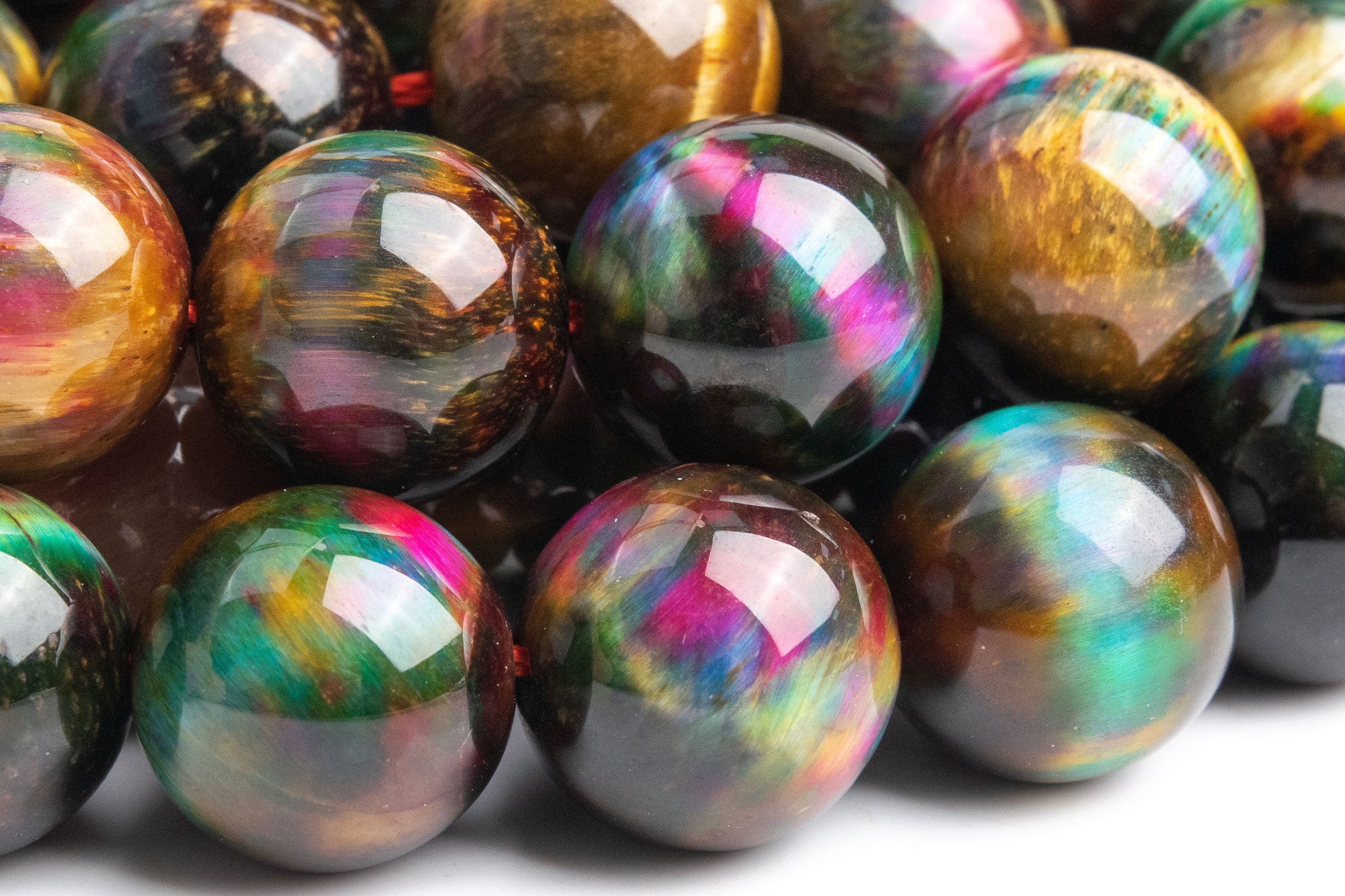 Perline di pietra preziosa occhio di tigre 12 mm occhio di gatto multicolore rotonde perline sciolte di qualità AAA (116008)