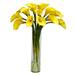 Nearly Natural Calla Lilly Silk Flower Arrangement with Cylinder Vase Yellow