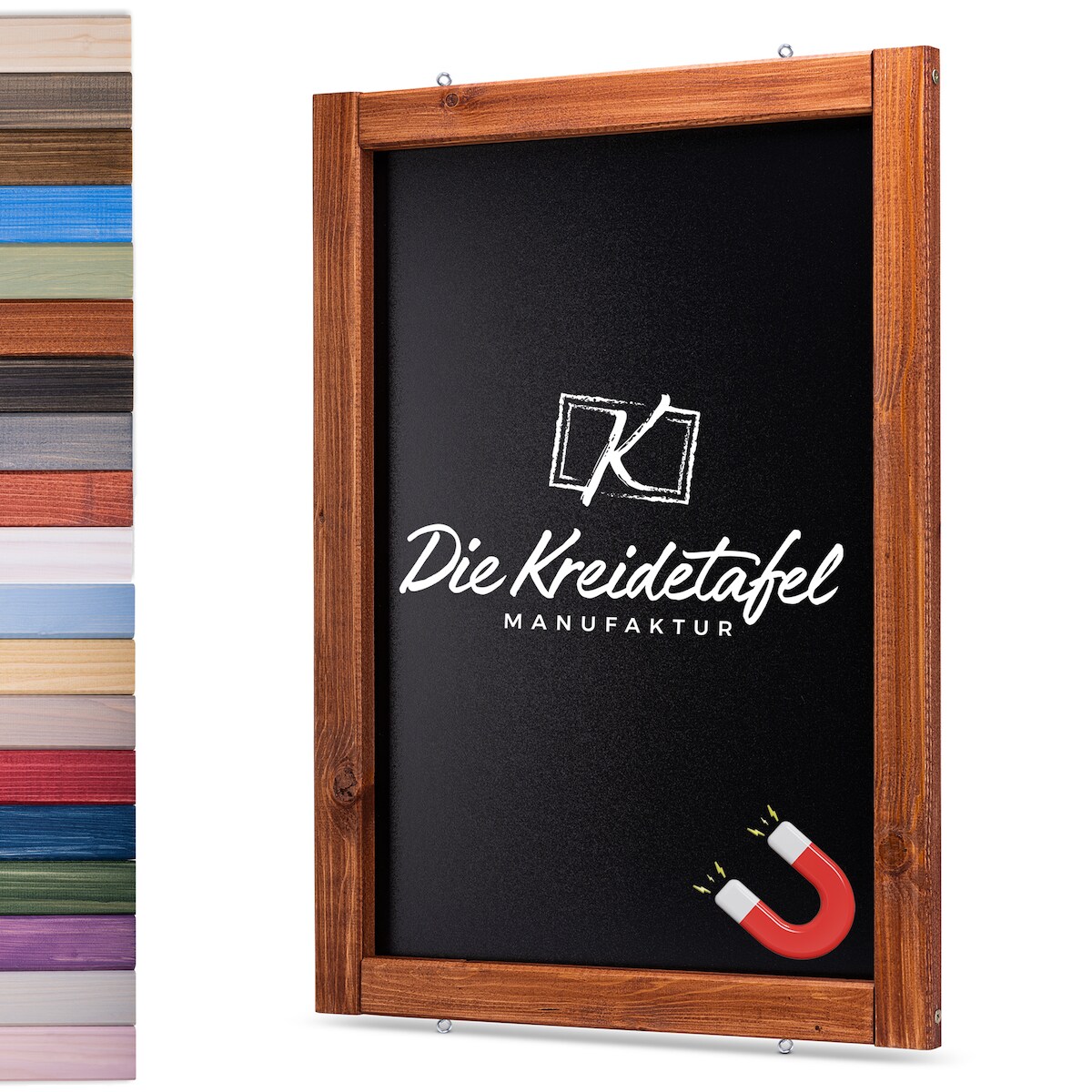 Die Kreidetafel Manufaktur Magnetische Kreidetafel - Magnettafel mit Holzrahmen / Teak 60x140cm Image