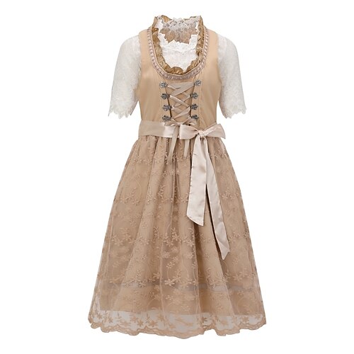 Oktoberfest Robe Dirndl Femme de ménage Bavarois Allemand Munich Prairies Femmes Soirée Fête de la Bière Tissu de style traditionnel