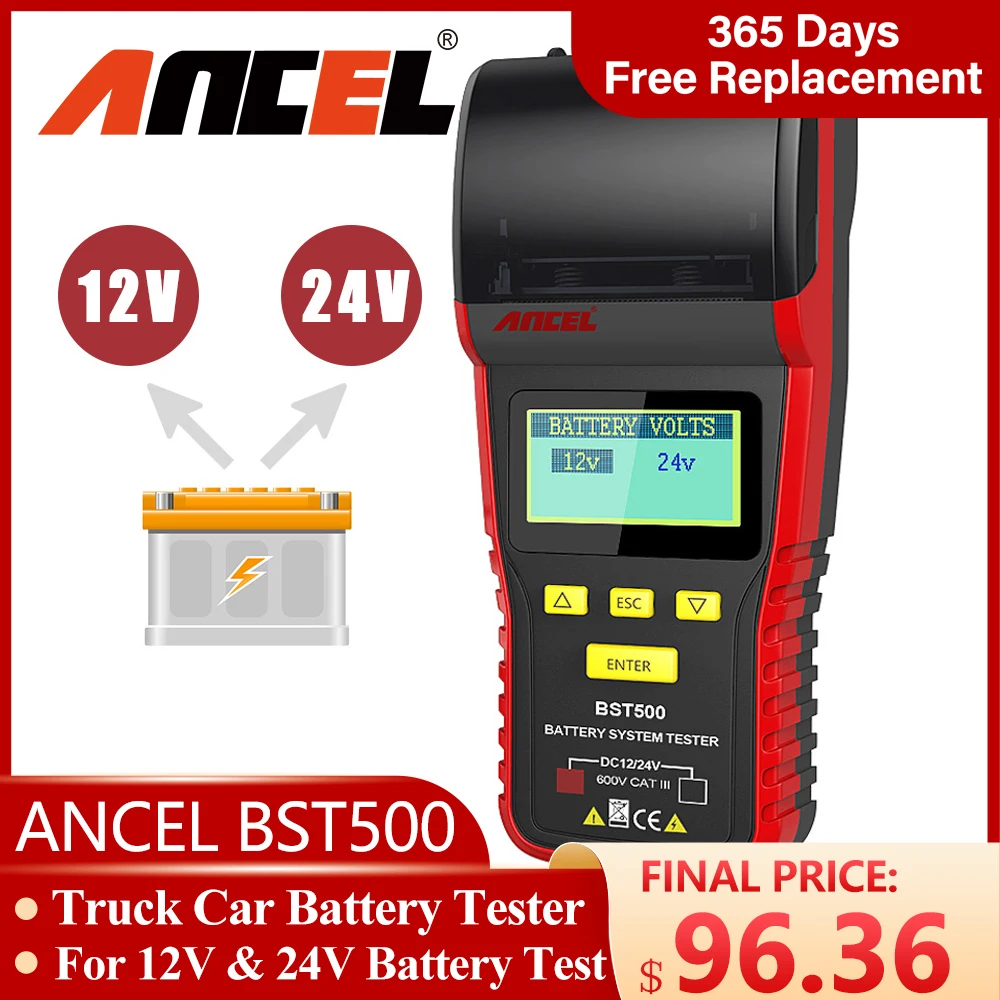 Ancel bst500 12V Autobatterie tester 24V LKW-Ladesystem Scanner unterstützen Mehrfach-Batterie analysator mit Drucker Image