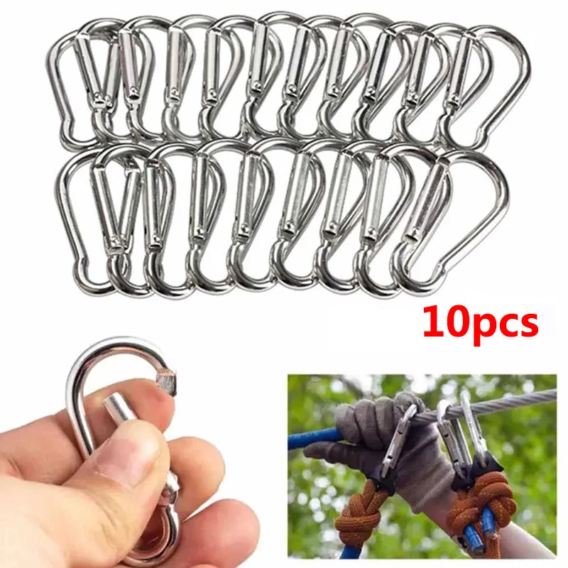 1/10 Stücke Mini Legierung Frühling Karabiner Karabinerhaken Karabiner Clip Schlüsselbund EDC Überleben Outdoor Camping Werkzeuge Silber Größe 41*20*4mm