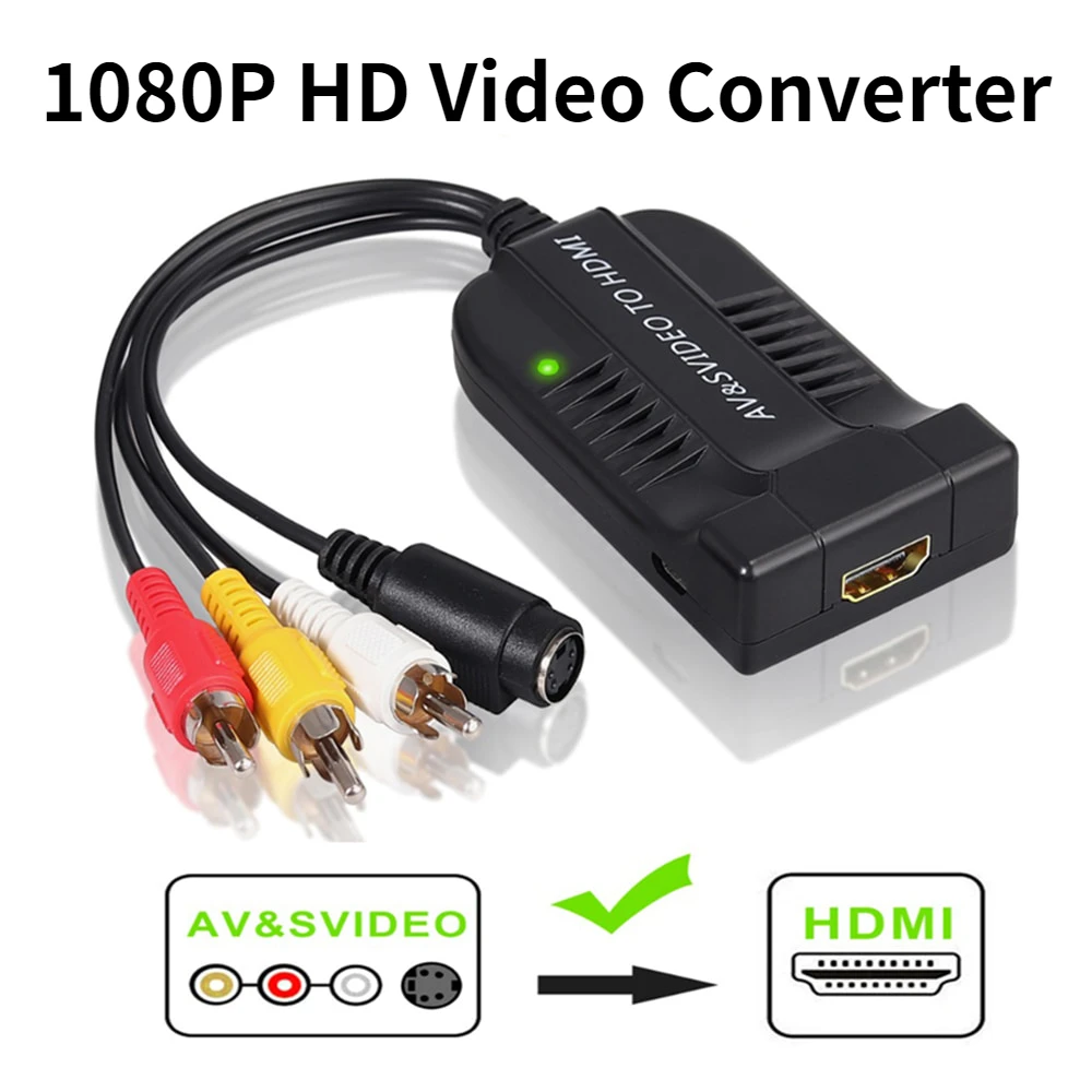 Convertitore adattatore Video s-video RCA a HDMI con cavo USB per HDTV DVD cavo s-video a HDMI da RCA/AV a HDMI