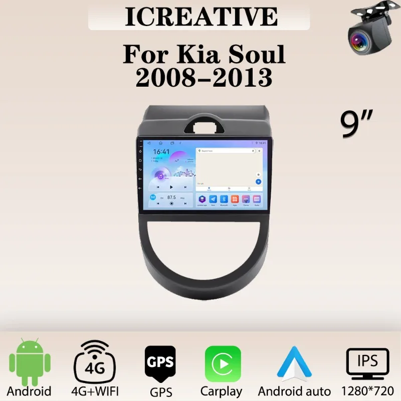 Autoradio Carplay für Kia Soul 2 2013-Multimedia Video Player Hea dunit Android 9 Zoll Autoradio 2din Stereo Navigation GPS Image