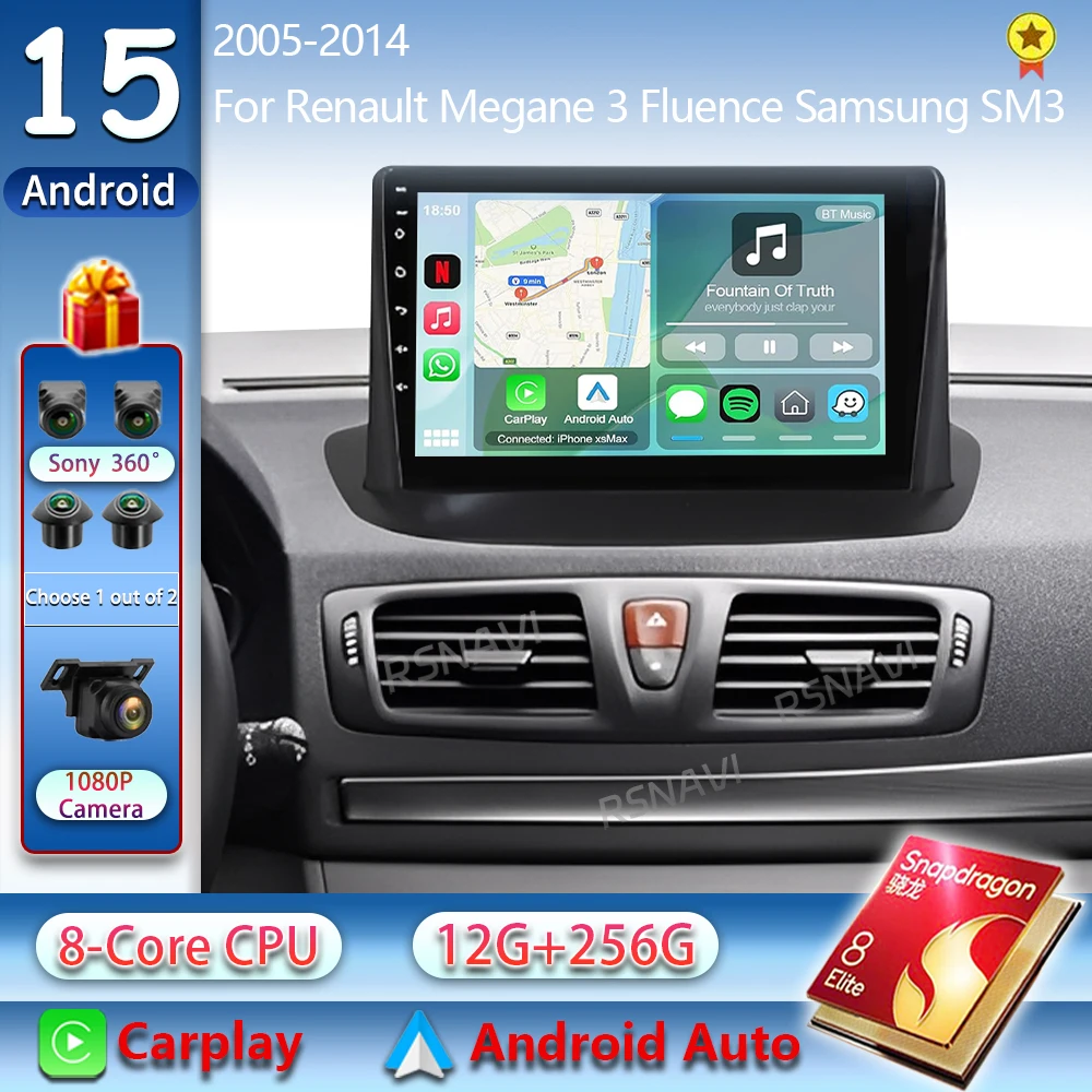 Android 15 Für Renault Megane 3 2008-2014 2K QLED Android Auto Radio Multimedia Video Player GPS AI Stimme CarPlay 4G Stereo Image