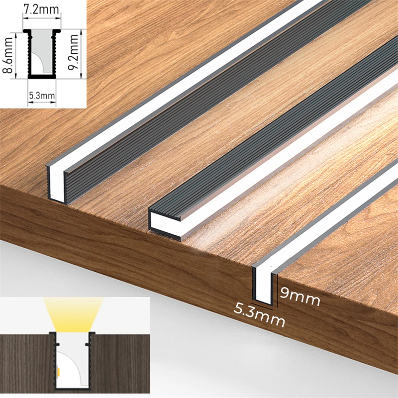 Mini Ultradünne LED-Schrank Aluminiumprofile Streifenlampe Einbau Unsichtbarer Kanal Milchiger Diffusor Schrank Regal Panel Bar Lichter Image