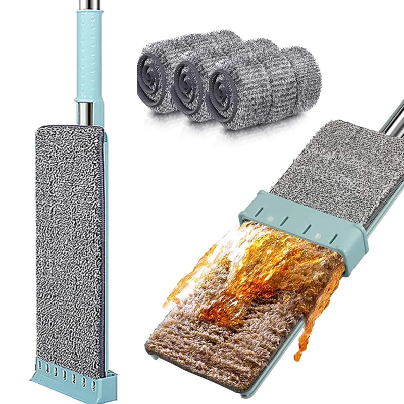 Neueste Mikrofaser Flache Mopp Hand Frei Squeeze Reinigung Boden Mopp mit Waschbar Mopp Pads Lazy Mop Haushalts Reiniger Werkzeuge 2023 Image