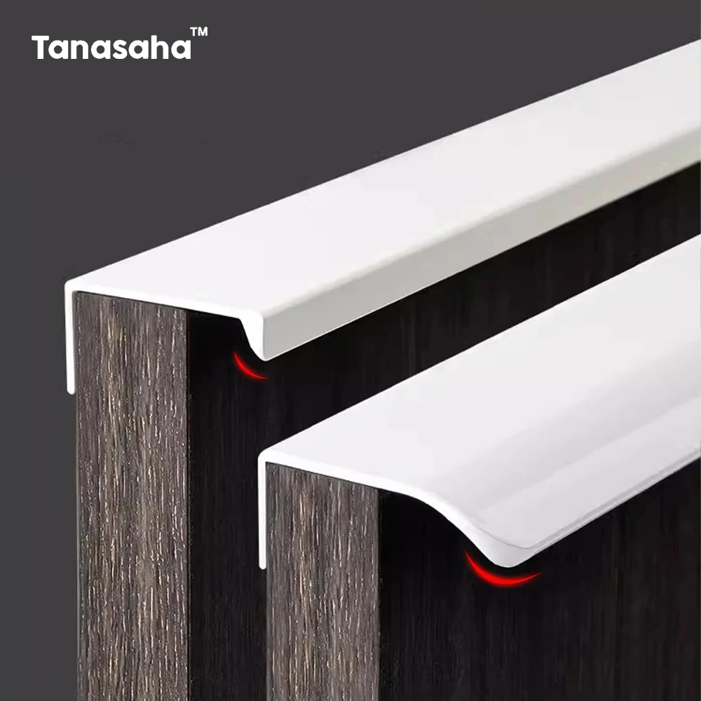 Weiße versteckte Schrankgriffe, Schubladenknöpfe, lange, versteckte Griffe, Aluminiumlegierung, Küchenschrank, Möbelbeschläge, Schrankknopf Image