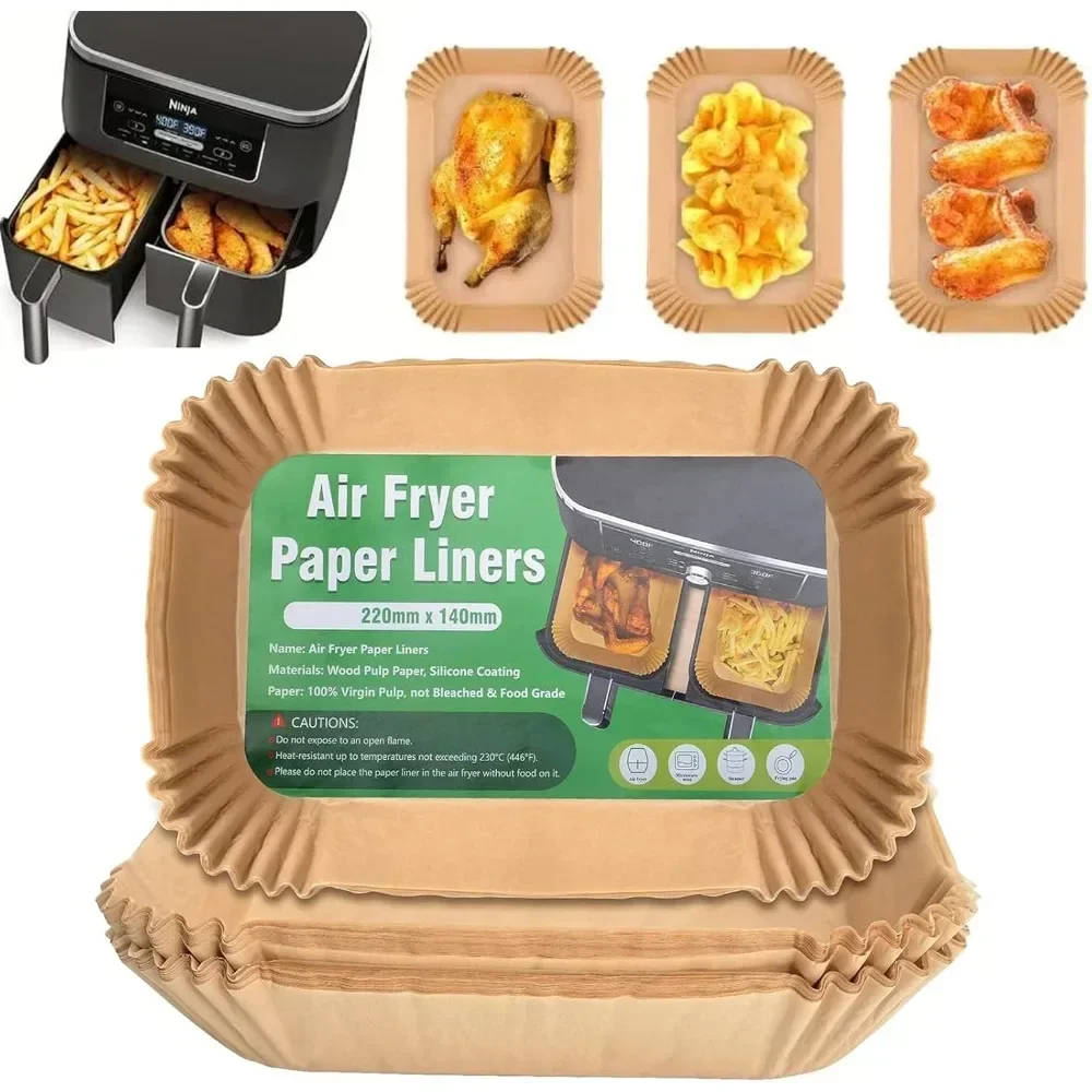 Air Fryer Papier Einweg Küche Backen Airfryer Matte Öldicht Antihaft Mikrowelle Grill Pad Backpapier Liner Image