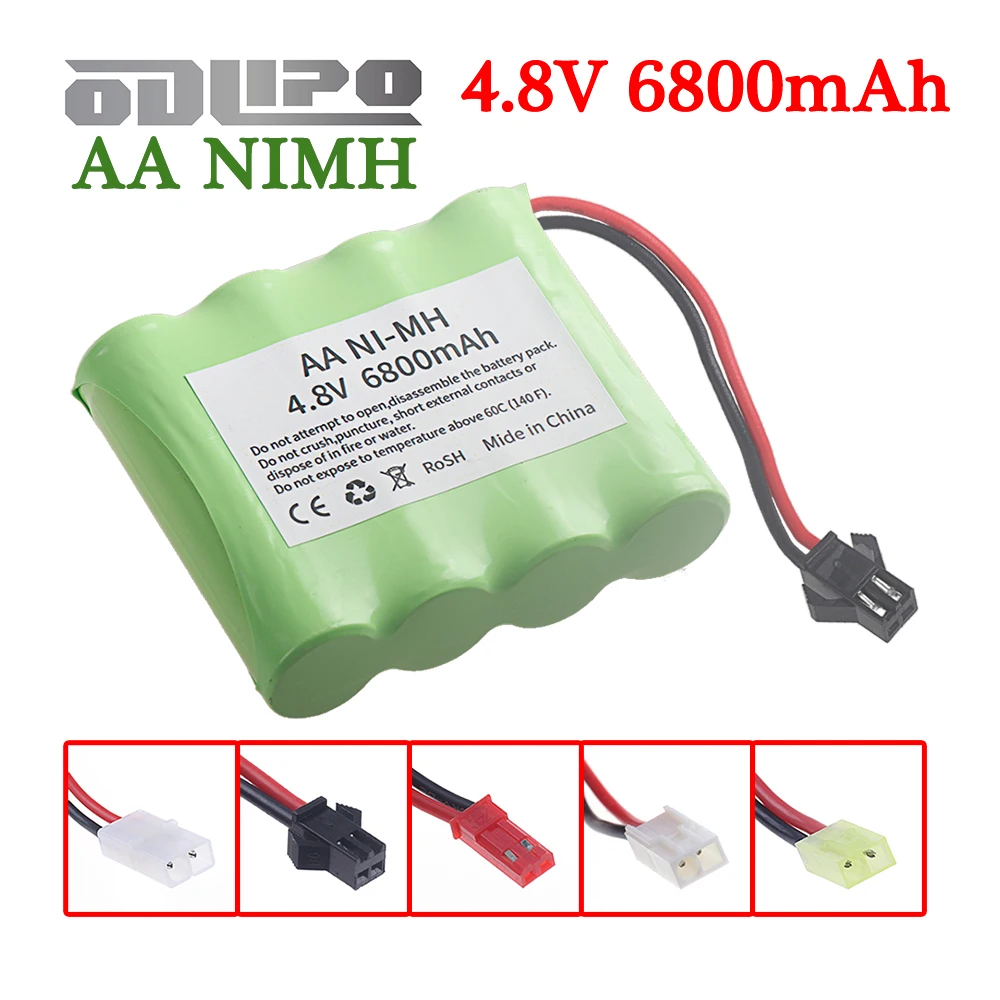 4,8 V wiederaufladbare Batterie NiMH 4,8 V 5000 mAh AA-Batterie für Rc-Spielzeug, Autos, LKW, Panzer, Roboter, Boote, Waffen, 4 x AA 4,8 V-Batterien Image