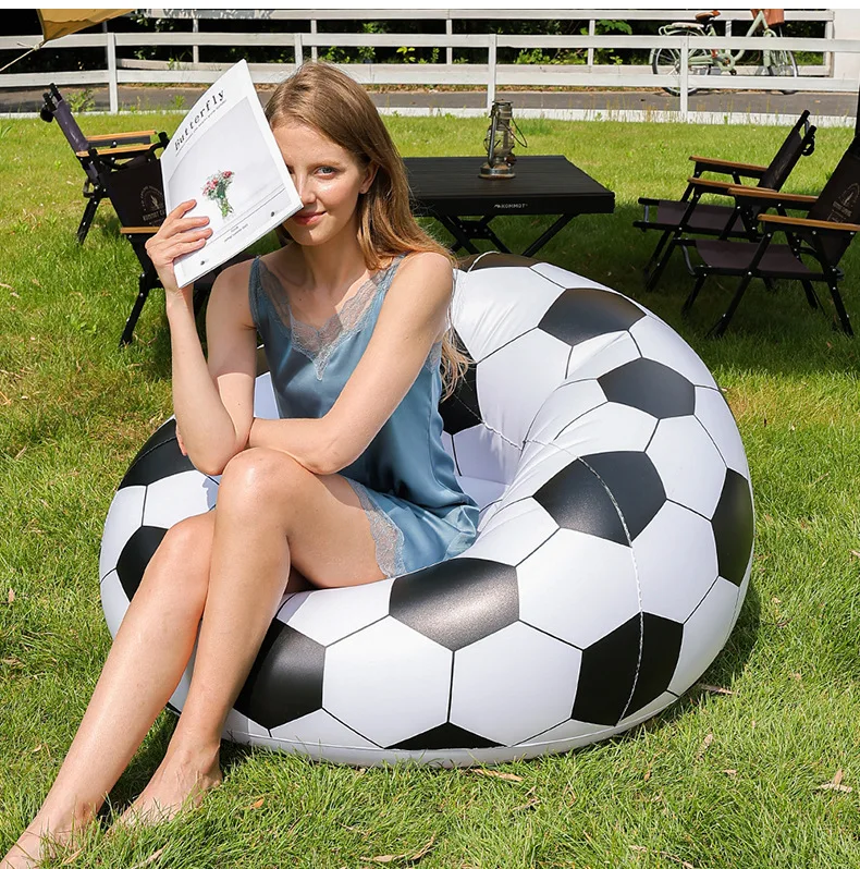 1pc Fußball Sofa Aufblasbare Stuhl Tragbare Faul Couch Kreative PVC Material Leichte Kompakte Reise Strand Reise Park Festival Image