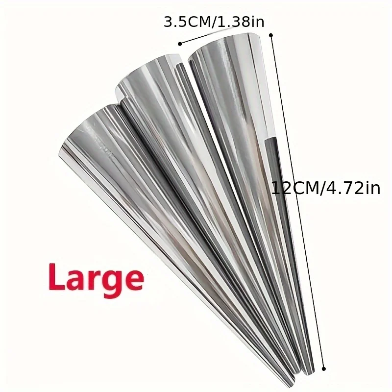 6 Stück, kegelförmige Roll-Edelstahl-Creme-Hornformen – konisches Rohr, dänische Backformen zum Backen – Küchenhelfer und Zubehör Image