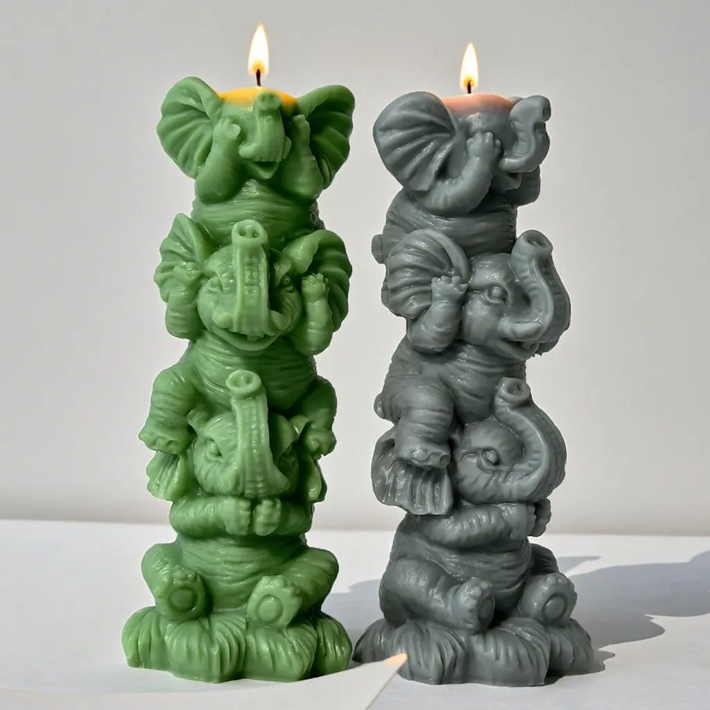 DIY Stapeln Elefanten Silikon Form Handgemachte Seife Aroma Kerze Gips Form Hause Dekoration Handwerk Machen Formen Image
