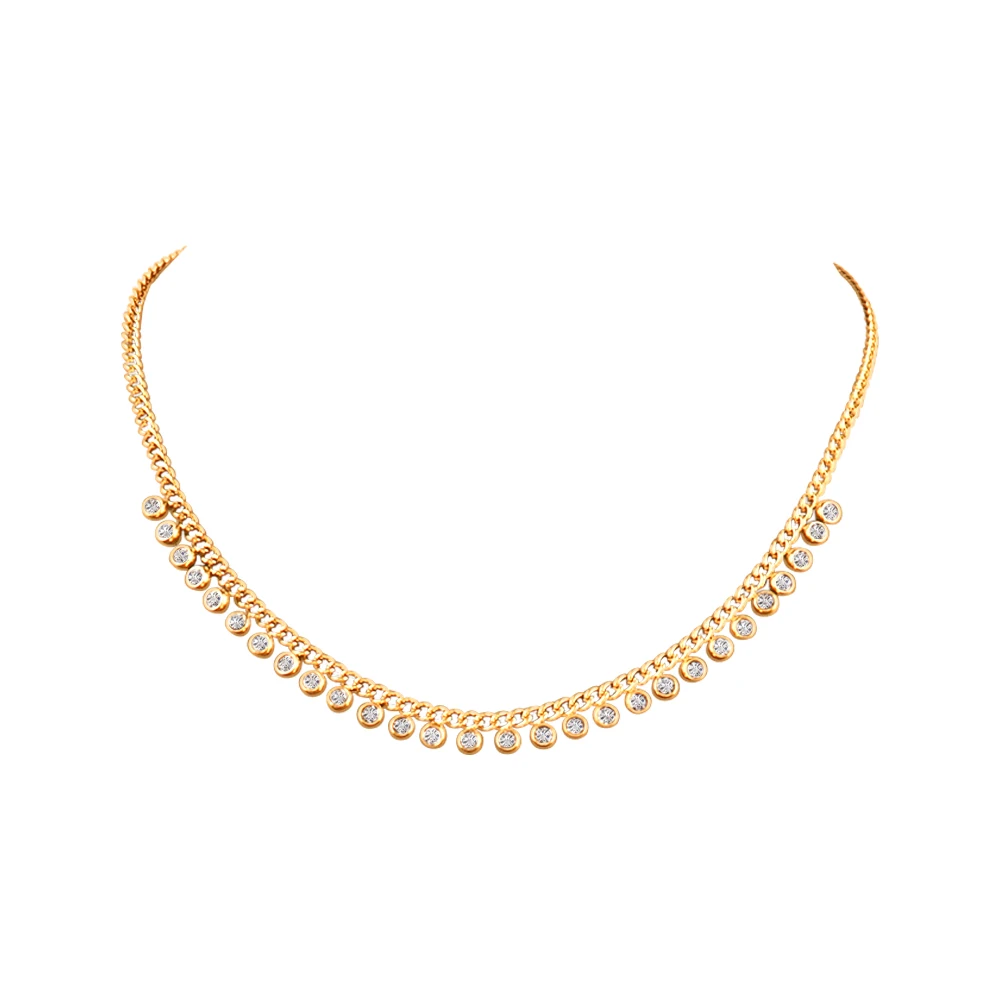 Collana in acciaio inossidabile per donna Collana Cerchio Collane con ciondolo zircone Collana di perle Collana girocollo con catena Regali di gioielli