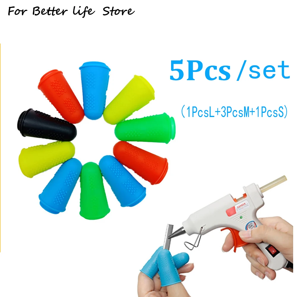 5-teilige Silikon-Fingerschutzhülle, schnittfest, hitzebeständig, Fingerhülsen, tolle Küchenutensilien zum Kochen Image