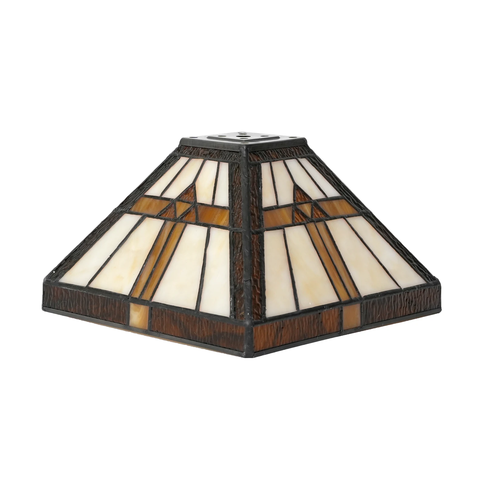Mission-Style Barock Buntglas Rechteckiger Lampenschirm, Geeignet für Tisch-, Hänge- und Stehlampen, Vintage Quadratischer Lampenschirm