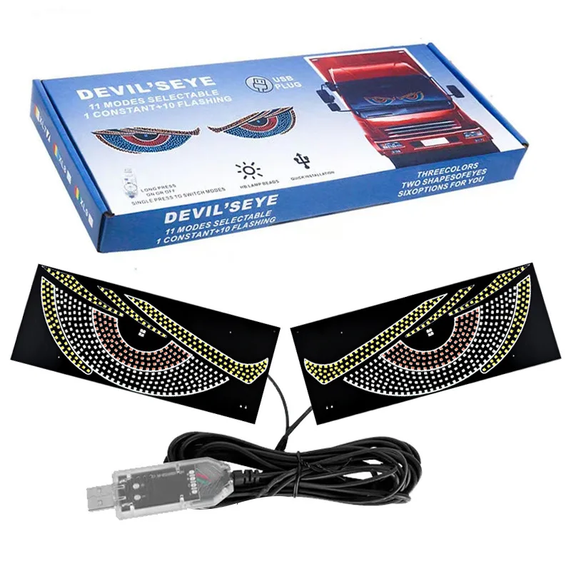 USB Dynamic Big Devil Eyes Light For Cars DIY Programmable Flexible Window Screen LED Display Car Animated Auto Truck Eye
