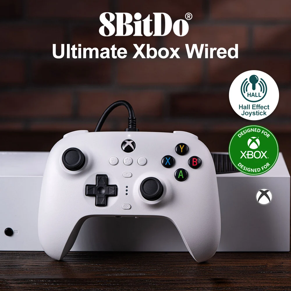 8BitDo Ultimate Controller Wired Gamepads for Xbox One Xbox Series S X Windows 10 11 PC Hall Effect Joysticks Enhanced Grip