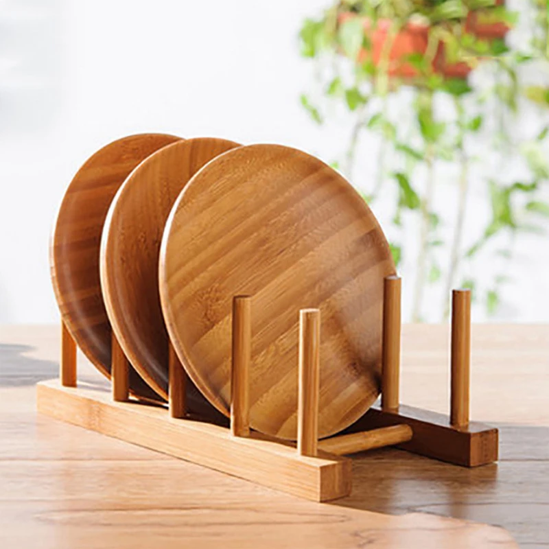 Scolapiatti da cucina Coperchio per piatti Cremagliera in bambù Piatti Piatto Asciugatura Scolapiatti Scaffale di stoccaggio Coperchio per padella Supporto per organizer da cucina