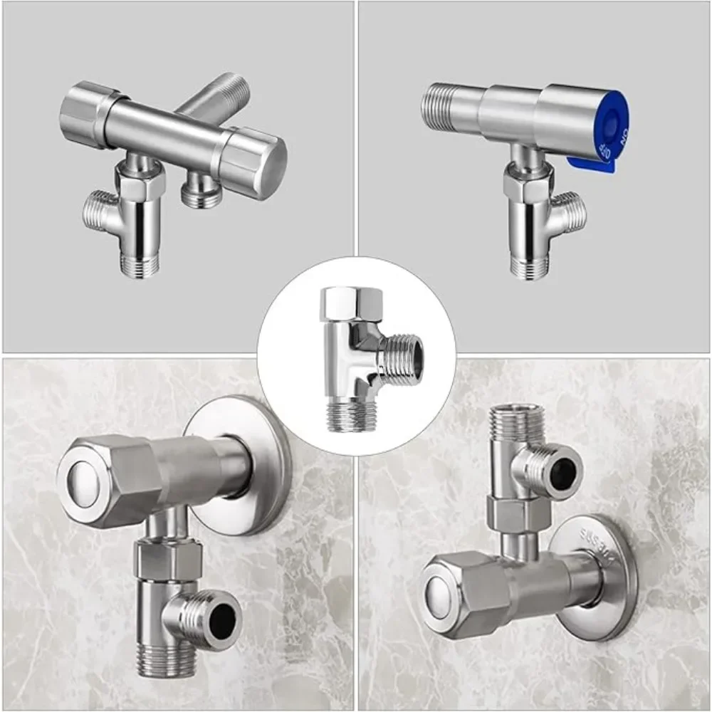 3-Wege T-Adapter Badezimmer Dusche Wasserhahn Wasser Splitter Toilette Dusche Ventil Spray Düse Konverter Edelstahl