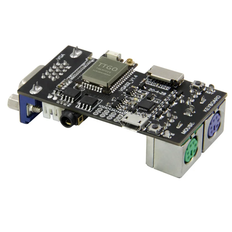 SCLS VGA32 VGA ESP32 PSRAM Modul V1.4 Controller PS/2 Maus Tastatur Grafikbibliothek Spiel ANSI/VT Terminal Circuit Image