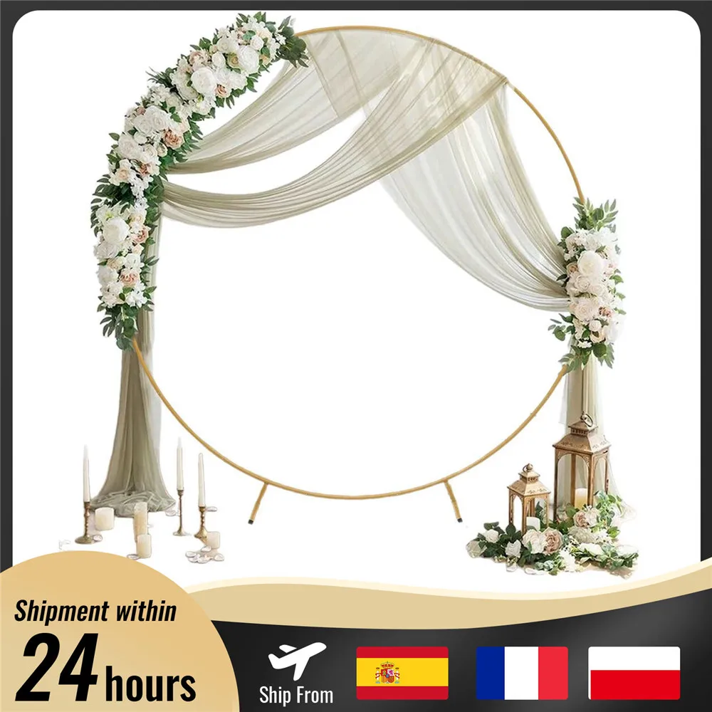 Supporto circolare in metallo Arco per matrimoni Arco per palloncini rotondi Fiore Sfondo dorato Arco Decorazione per baby shower per feste di fratello fai-da-te
