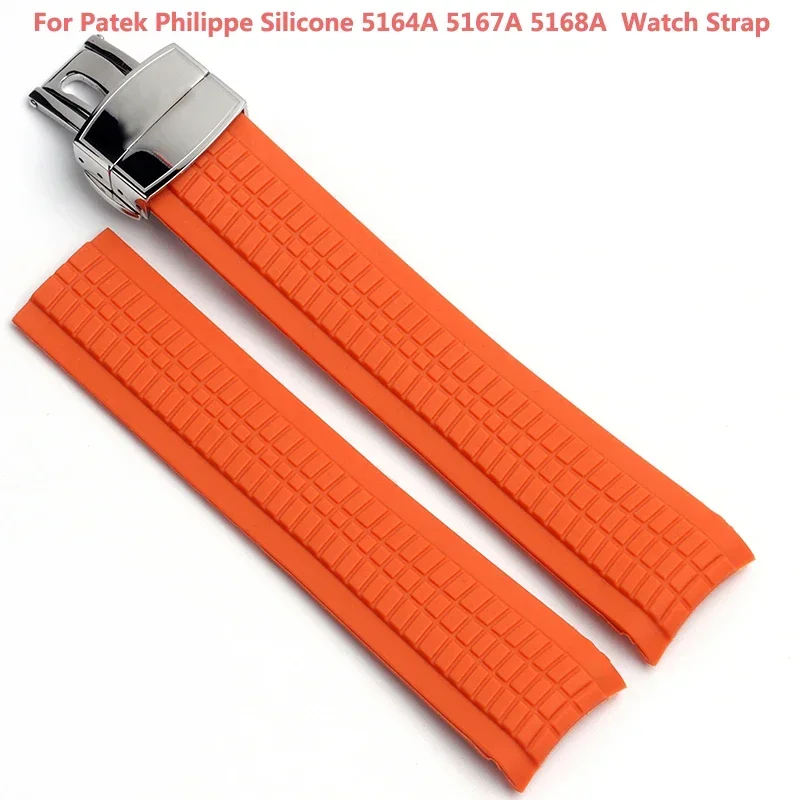 Hochwertiges weiches Gummi-Uhrenarmband Aquanaut, passend für Patek Philippe Silikon 5164A 5167A 5168A 21 mm Faltschließe Image