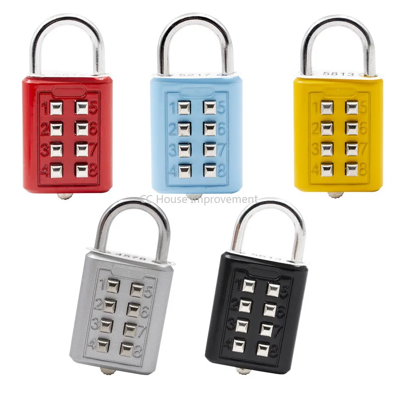 4-stelliges Vorhängeschloss mit Druckknopf-Kombination, mehrere Farben, Nummer, Gepäck, Reisecodesperre, Reisezubehör Image