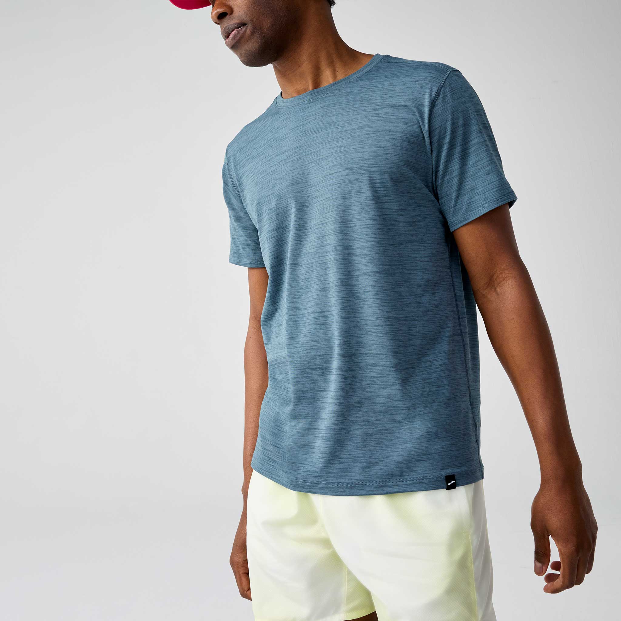 Brooks Luxe Short Sleeve Men's Running Apparel Heather Slate Grey