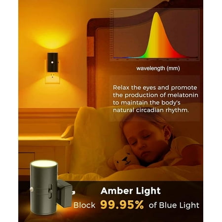 EISRUNGF- Motion Sensor Night Light Amber Nightlights [2 Pack] Motion Activated Nightlight Dimmable Night Light Yellow Nightlight 0-100LM Sleep Light for Bathroom Hallway Bedroom Stairway