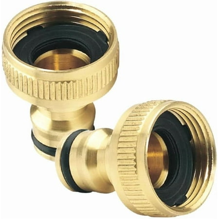 PLUMYHG-2 Pack Garden Hose Quick Connect Male Plug Replacement Brass 3/4 Inch GHT Garden Hose Fitting Water Hose Quick Connectors for Heavy Duty Garden Hose Splitter 3/4 GHT Threaded Water Hose Bibb
