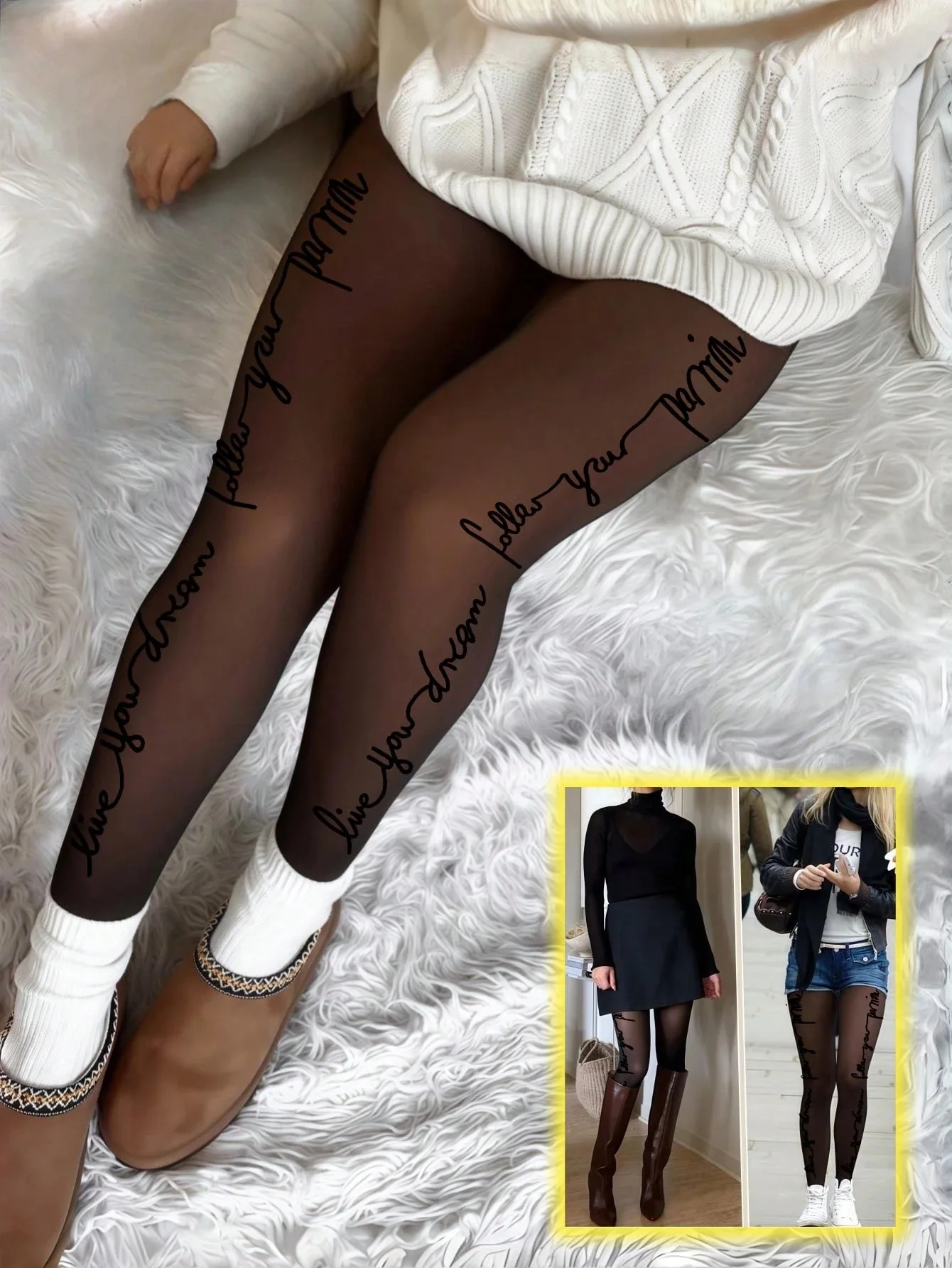 Frauen Fleece Strumpfhosen Frau Warme Winter Strumpfhosen Sexy Transluzente Strümpfe Thermische Elastizität Panty Mode Leggings Weibliche Image