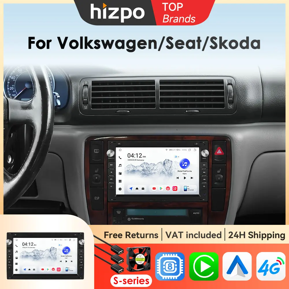 Hizpo 2Din Drahtlose Carplay Für VW Passat B5 MK4 MK5 Golf 4 Polo Bora Jetta T5 Navigation Auto Radio Android alle-in-one GPS WIFI Image