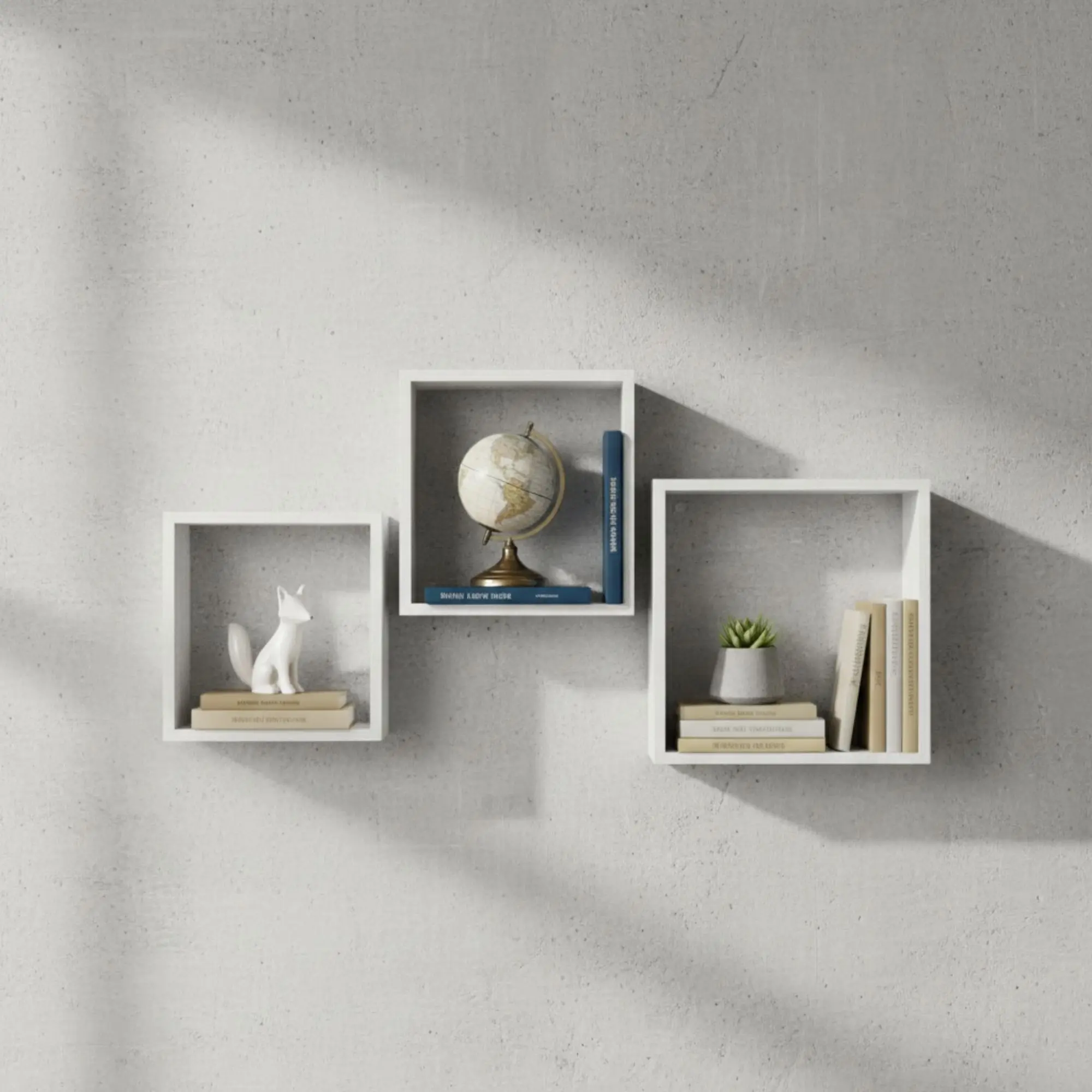 KIT MOBILE | Set di 3 mensole da parete galleggianti in legno, mensole decorative a forma quadrata o a U, mensole moderne per soggiorno, camera da letto o ufficio
