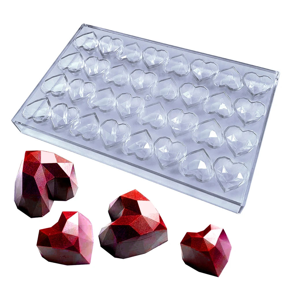 Valentinstag-Schokoladenform mit Diamantherz – transparente Backutensilien aus Polycarbonat mit Antihaftbeschichtung Image