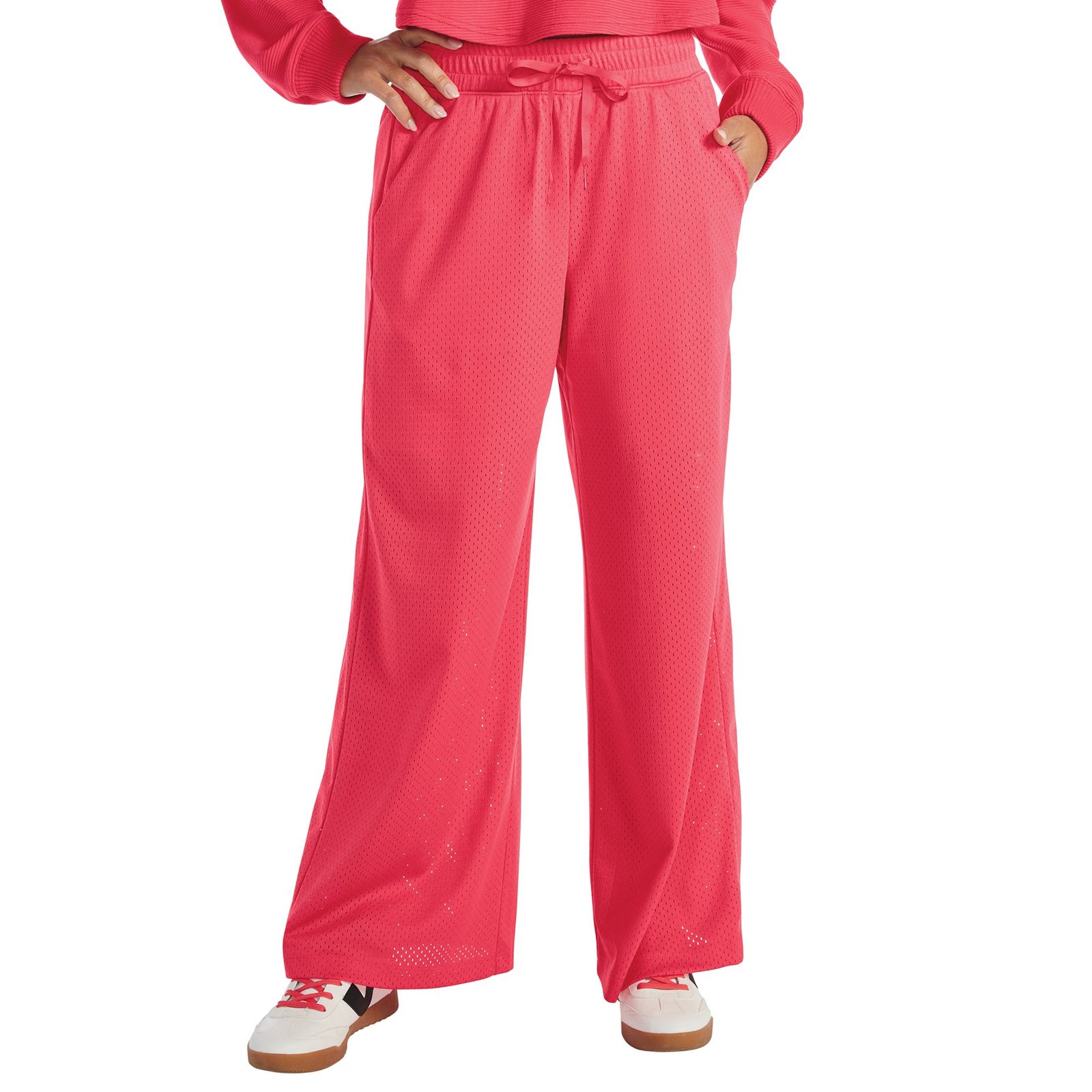 VEVO ACTIVE Athletic Mesh Wide Leg Pant (Size XL) Paradise Pink, Elastine,Polyester