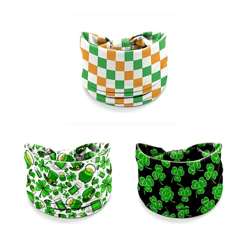 3er-Pack Damen-Stirnbänder zum St. Patrick's Day, atmungsaktiv, dehnbar, rutschfest, für Kopftuch-Kostüme, mit Kleeblatt-Print, ideal für Frühling/Sommer, Yoga, Laufen und Partys. Image