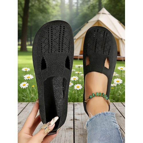 Grüne Strick-Slipper für Damen – atmungsaktiv und bequem, ideal für St. Patrick's Day, Festivals und den Alltag. Image