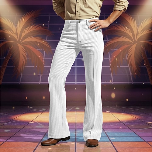 Herren Hose Anzughose Cordhose Schlaghose Schlaghosen Tasche Einfach Komfort Volle Länge Täglich Geschäft Ferien Urlaub Mode Weiß Braun Mikroelastisch Image