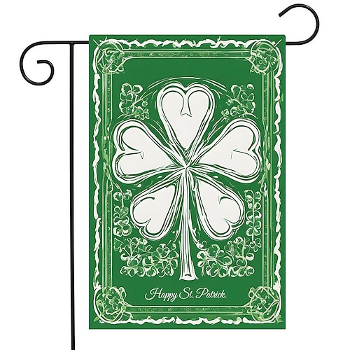 Doppelseitige Gartenflagge zum St. Patrick's Day – Irische Partydekoration für Garten, Terrasse, Rasen und Feiertagsfeier