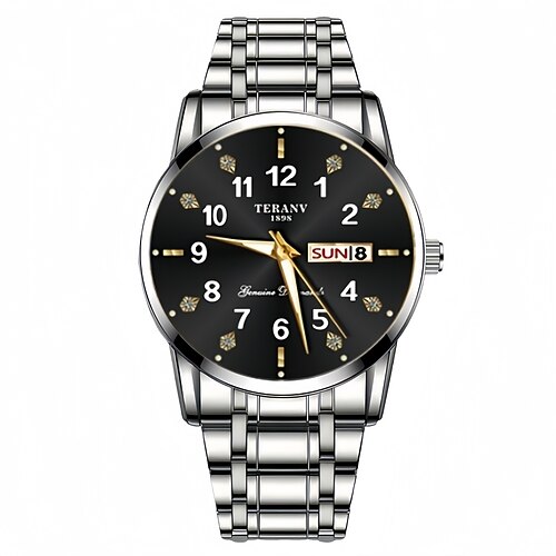 Herren Armbanduhr Modische Herren Quarz Uhr Strass Leuchtendes Zifferblatt Datum und Kalenderanzeige - geeignet für Innen Außen Reisen Geschäft die beste Wahl für Valentinstagsgeschenke für Männer Image