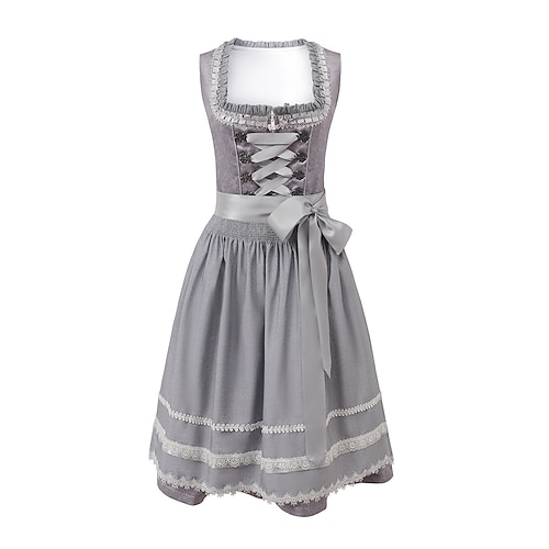 Oktoberfest Kleid Dirndl Trachtenkleider Oktoberfest / Bier Bayerisch Wiesn Wiesn Damen Stoff im traditionellen Stil Kleid Schürze Ohne Bluse Image